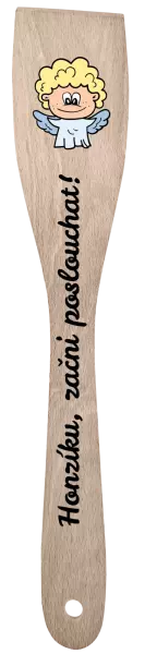 Vařečka Začni poslouchat s vlastním jménem a andílkem