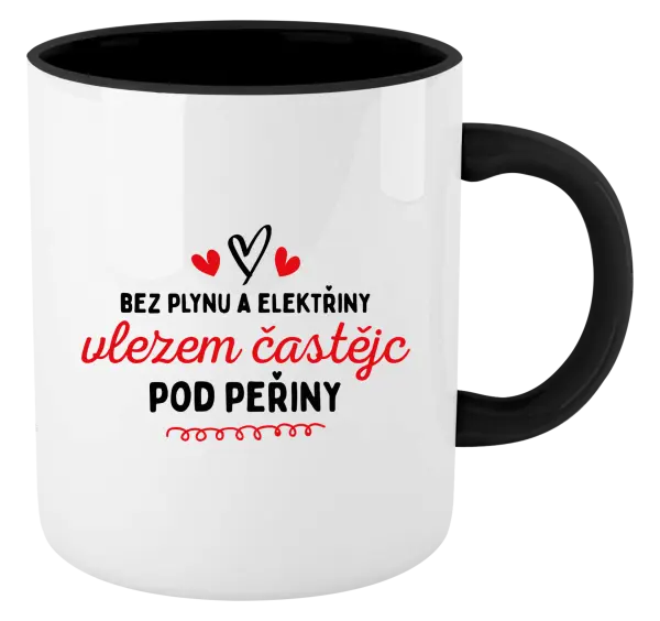 Hrnek Bez plynu a elektřiny, vlezem častějc pod peřiny