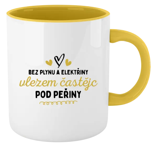 Hrnek Bez plynu a elektřiny, vlezem častějc pod peřiny