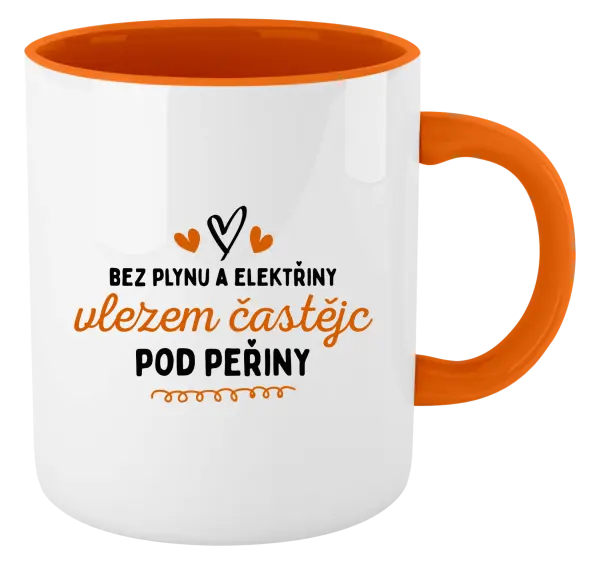 Hrnek Bez plynu a elektřiny, vlezem častějc pod peřiny