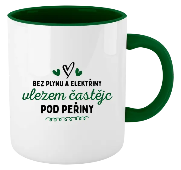 Hrnek Bez plynu a elektřiny, vlezem častějc pod peřiny