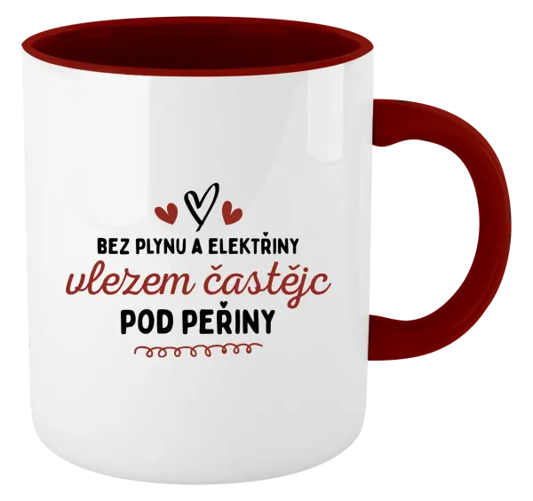 Hrnek Bez plynu a elektřiny, vlezem častějc pod peřiny