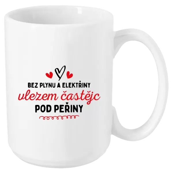 Hrnek Bez plynu a elektřiny, vlezem častějc pod peřiny