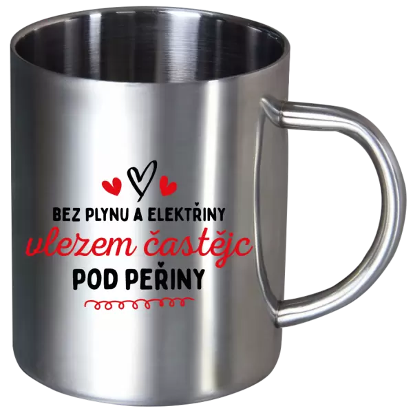 Nerezový hrnek Bez plynu a elektřiny, vlezem častějc pod peřiny