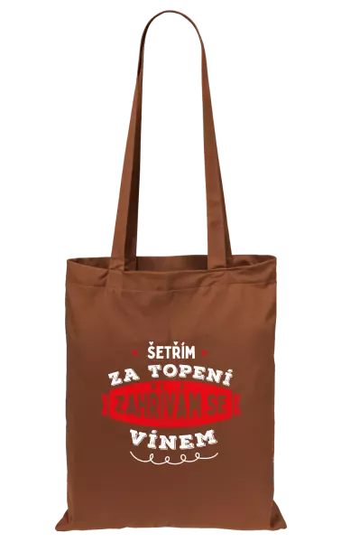Látková taška Zahřívám se vínem