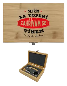 Sada k vínu dřevěná Zahřívám se vínem