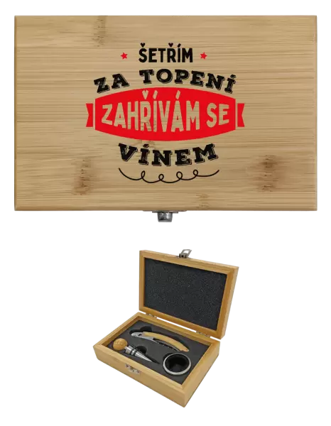 Sada k vínu dřevěná Zahřívám se vínem