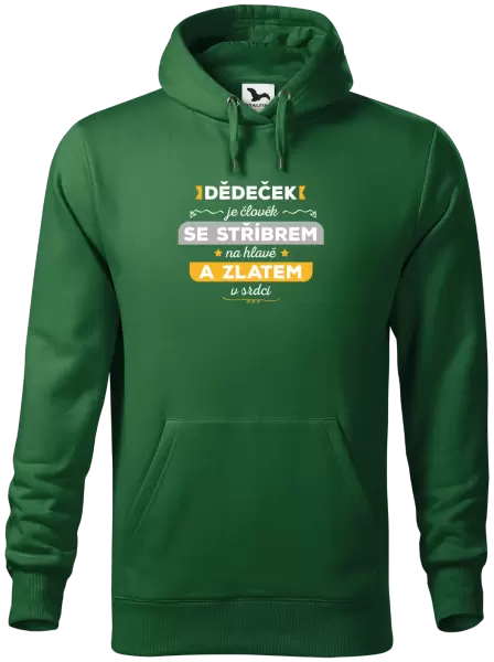 Pánská mikina Dědeček je člověk se stříbrem na hlavě a zlatem v srdci