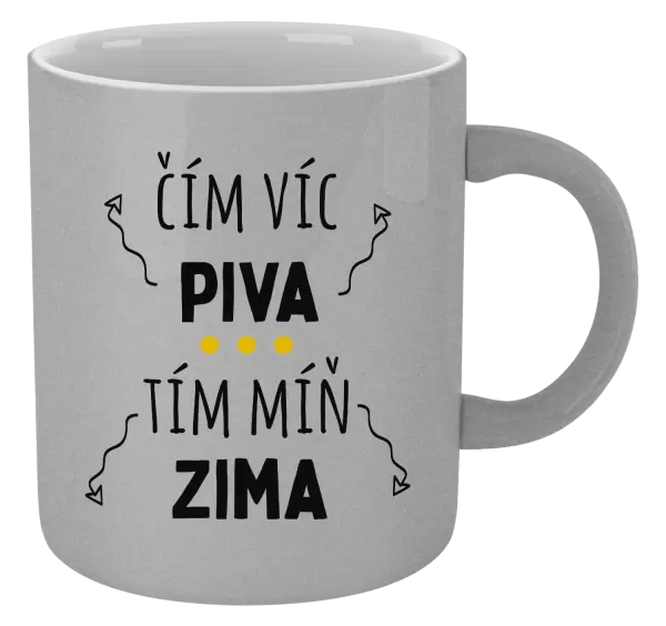 Metalický hrnek Čím víc piva, tím míň zima