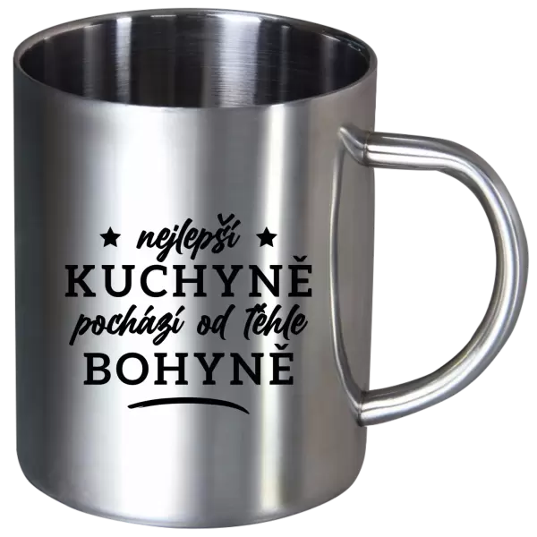 Nerezový hrnek Nejlepší kuchyně je od téhle bohyně