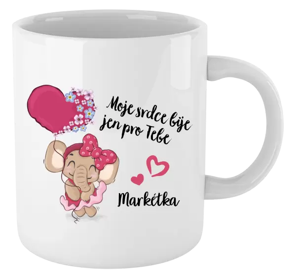 Hrnek Moje srdce bije jen pro tebe se jménem