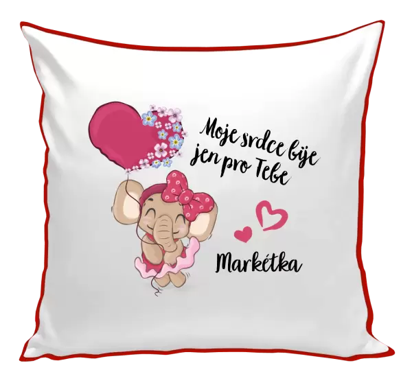 Polštář Moje srdce bije jen pro tebe se jménem