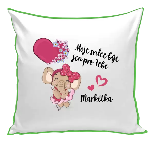 Polštář Moje srdce bije jen pro tebe se jménem