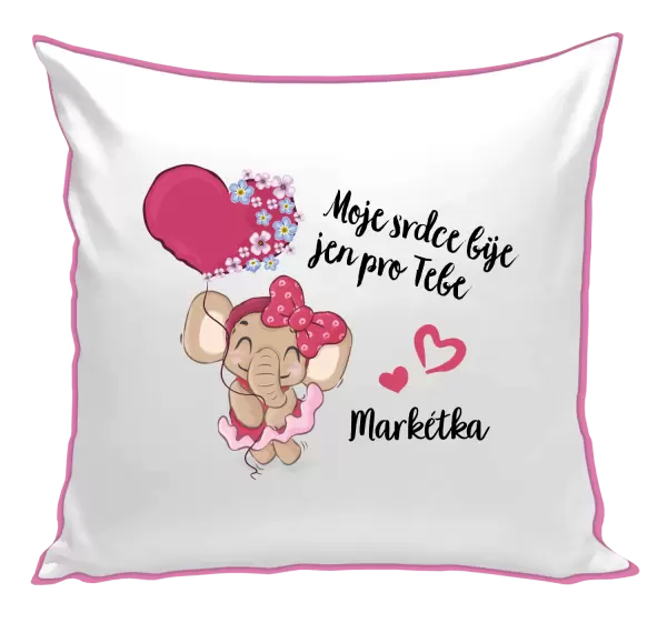 Polštář Moje srdce bije jen pro tebe se jménem