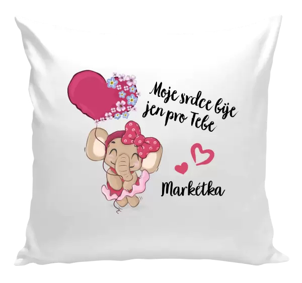 Polštář Moje srdce bije jen pro tebe se jménem