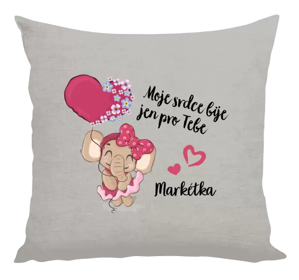 Polštář Moje srdce bije jen pro tebe se jménem