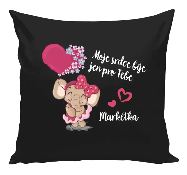 Polštář Moje srdce bije jen pro tebe se jménem
