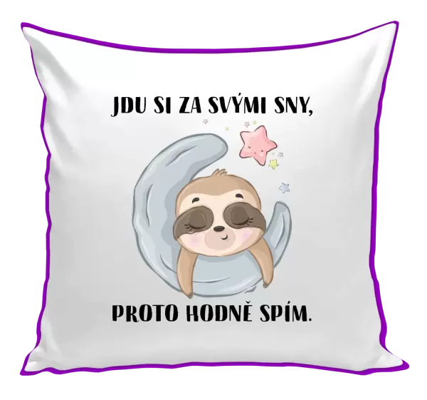 Polštář Jdu si za svými sny, proto hodně spím