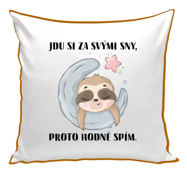 Polštář Jdu si za svými sny, proto hodně spím