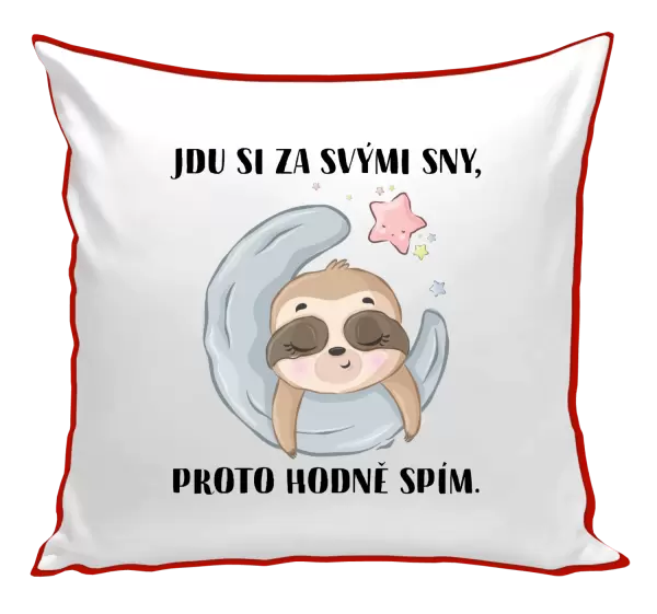 Polštář Jdu si za svými sny, proto hodně spím