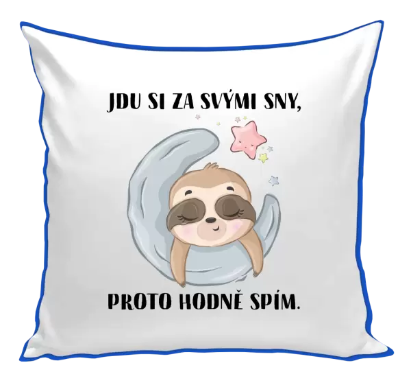 Polštář Jdu si za svými sny, proto hodně spím