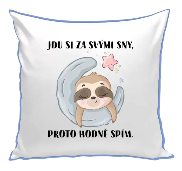 Polštář Jdu si za svými sny, proto hodně spím
