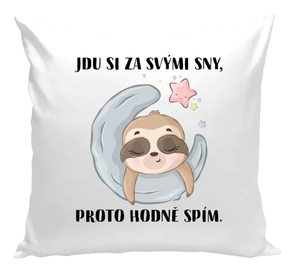 Polštář Jdu si za svými sny, proto hodně spím