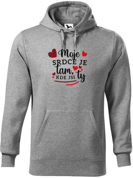 Pánská mikina Moje srdce je tam, kde jsi ty