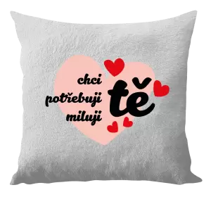 Polštář Chci tě, potřebuji tě, miluju tě
