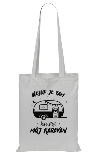 Látková taška Nejlíp je tam, kde stojí můj karavan