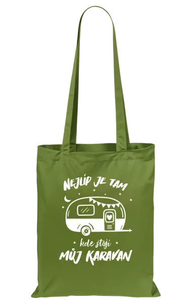 Látková taška Nejlíp je tam, kde stojí můj karavan