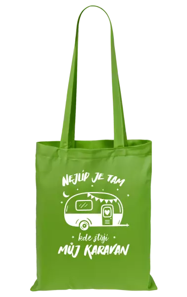 Látková taška Nejlíp je tam, kde stojí můj karavan
