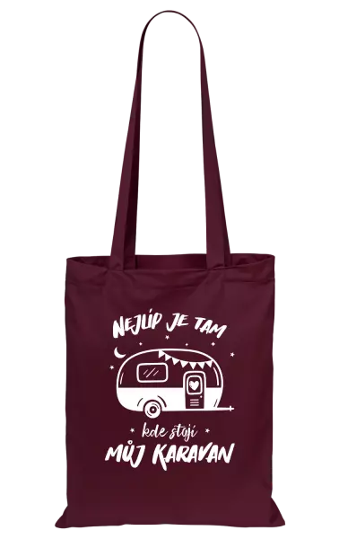 Látková taška Nejlíp je tam, kde stojí můj karavan
