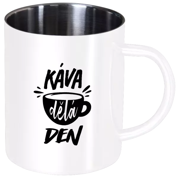 Nerezový hrnek Káva dělá den