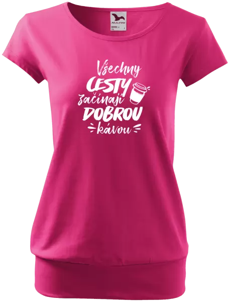 Dámské tričko Všechny cesty začínají dobrou kávou