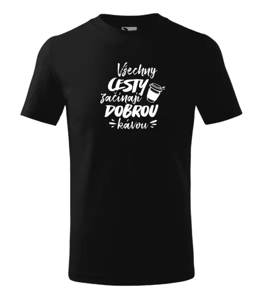 Dětské tričko Všechny cesty začínají dobrou kávou