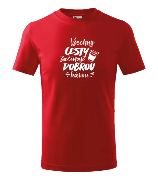 Dětské tričko Všechny cesty začínají dobrou kávou