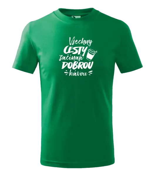 Dětské tričko Všechny cesty začínají dobrou kávou