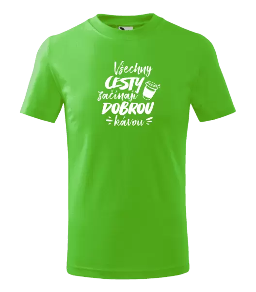 Dětské tričko Všechny cesty začínají dobrou kávou