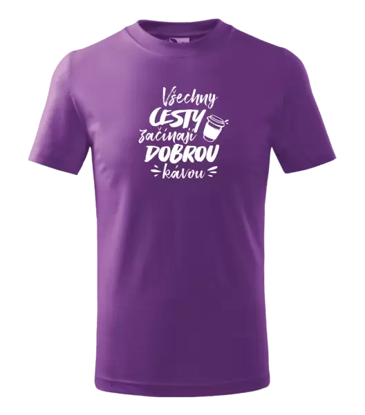 Dětské tričko Všechny cesty začínají dobrou kávou