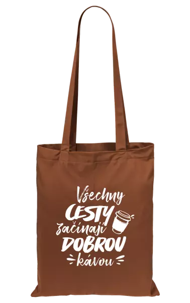Látková taška Všechny cesty začínají dobrou kávou