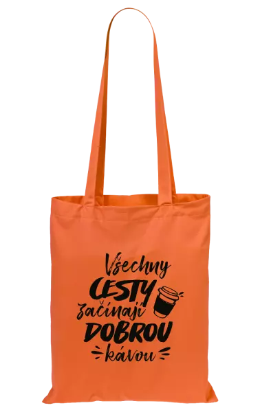 Látková taška Všechny cesty začínají dobrou kávou