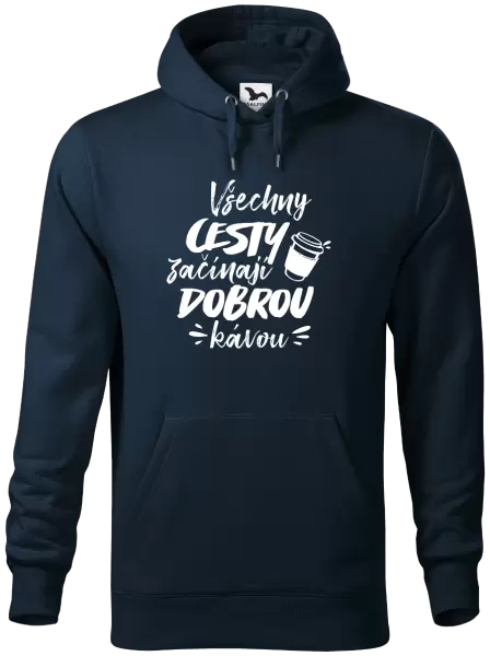 Pánská mikina Všechny cesty začínají dobrou kávou
