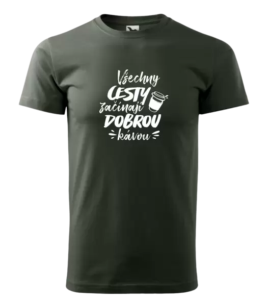 Pánské tričko Všechny cesty začínají dobrou kávou