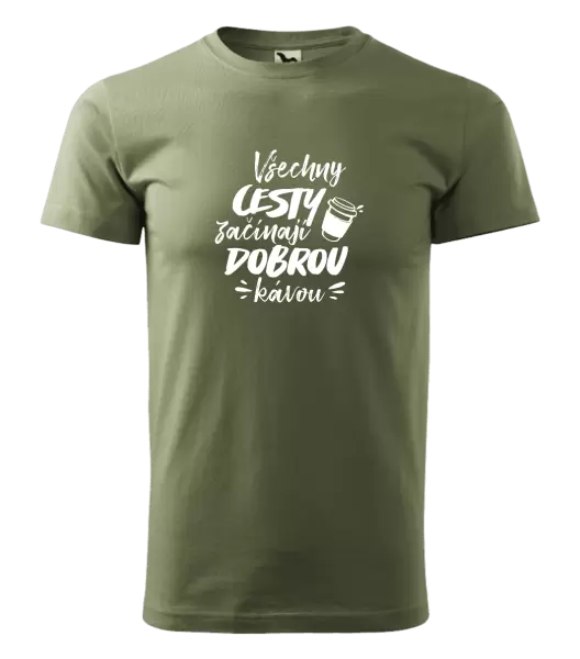 Pánské tričko Všechny cesty začínají dobrou kávou