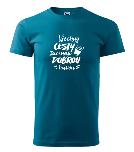 Pánské tričko Všechny cesty začínají dobrou kávou