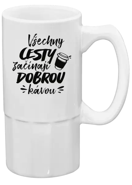 Půllitr Všechny cesty začínají dobrou kávou