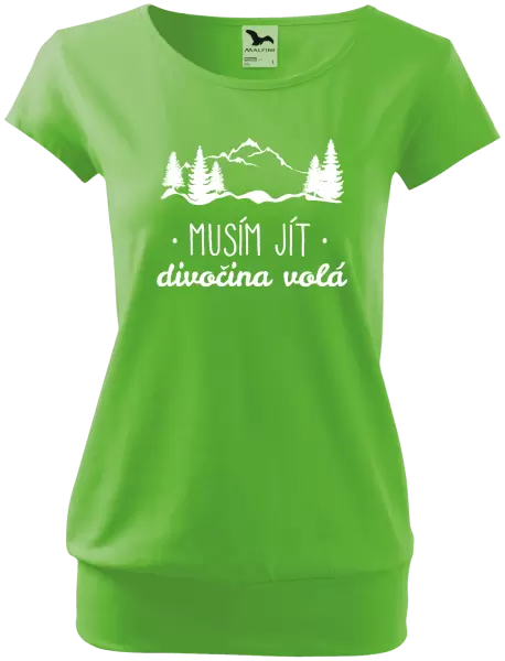Dámské tričko Musím jít, divočina volá