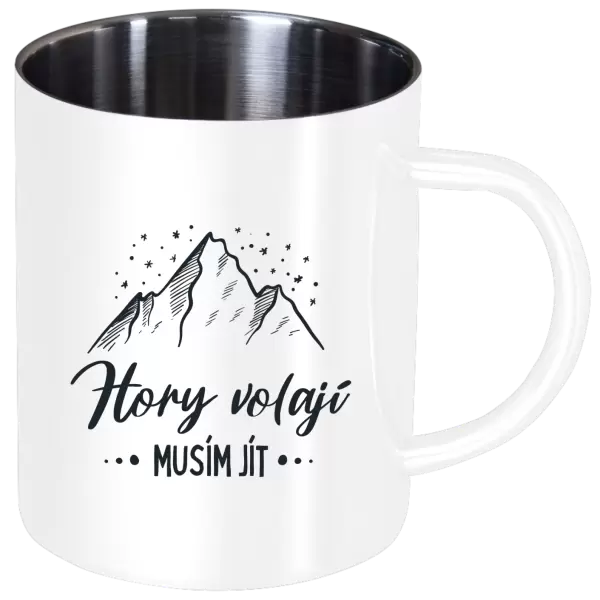 Nerezový hrnek Hory volají, musím jít