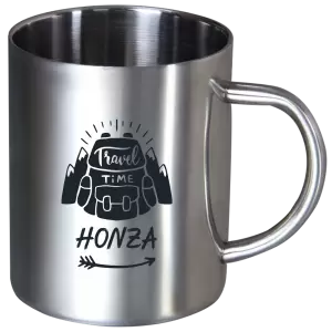 Nerezový hrnek Travel time se jménem